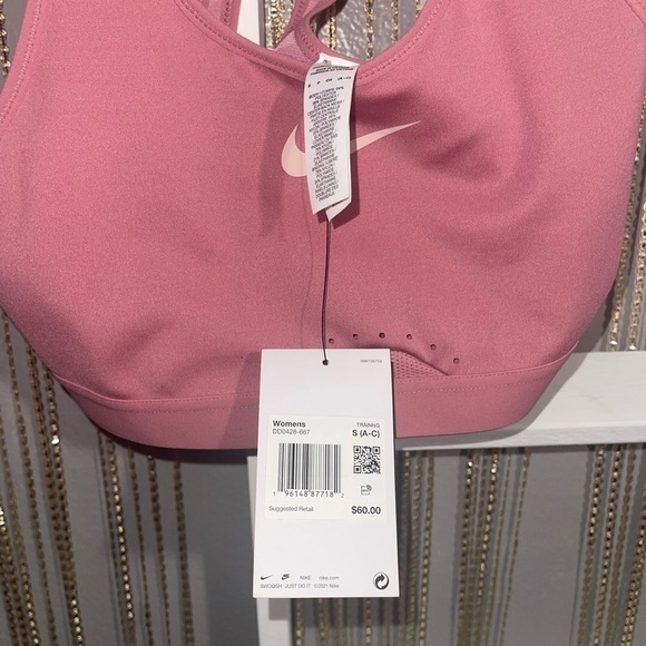Nike Swoosh Sports Bra, Pink, Size Small - Picture 5 of 8